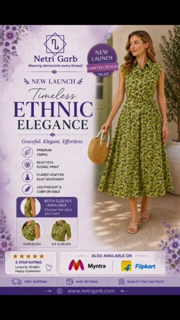 NEW LAUNCH 🌸
Made for sunny days & graceful moments ✨
💜 Sleeveless & 3/4 Sleeves Available
⚡Grab now
#netrigarb #newlaunch #staytuned #growthmindset #dress