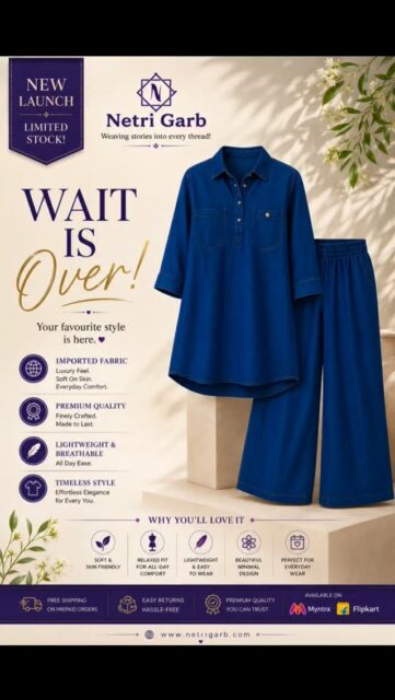 Shop the latest Denim look Co-Ord Set by Netri Garb now.
Available on Myntra and netrigarb.com
#netrigarb #newlaunch #growthmindset #coord #staytuned