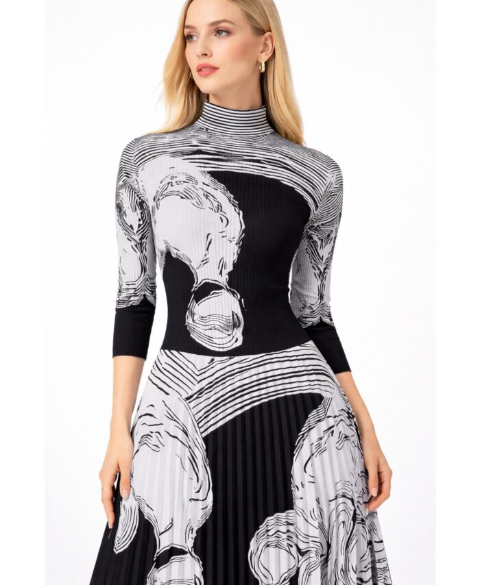 Women Black & White Printed Imported Fabric Top & Skirt Co-Ord Set